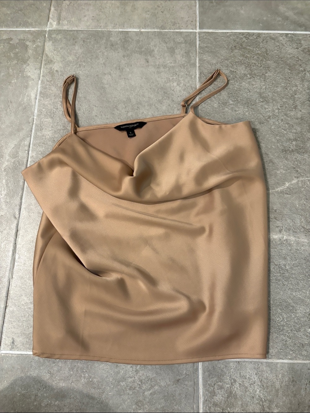 Taupe Satin Cowl Neck Camisole
